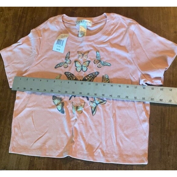 Cut and paste T-Shirt, Designed In California, Summer Crop Top, Size XX-Large - Picture 3 of 5